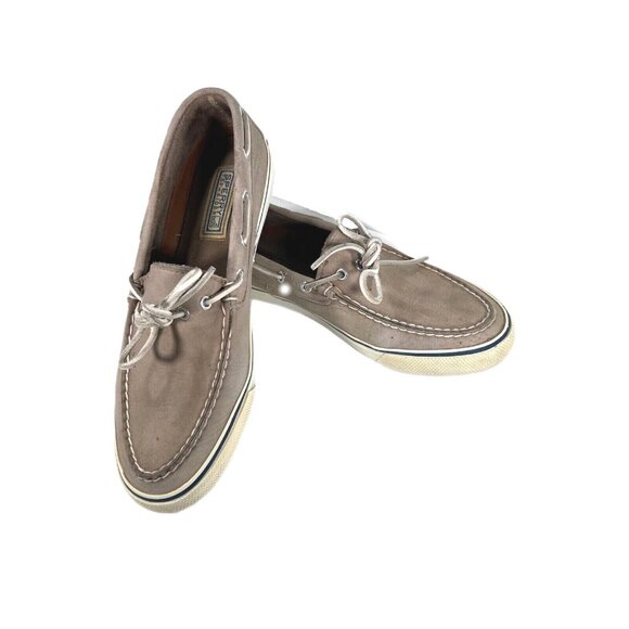 Sperry Top-Sider Boat Shoes Tan Linen Oat Leather Upper Womens Size 10M - Picture 1 of 9